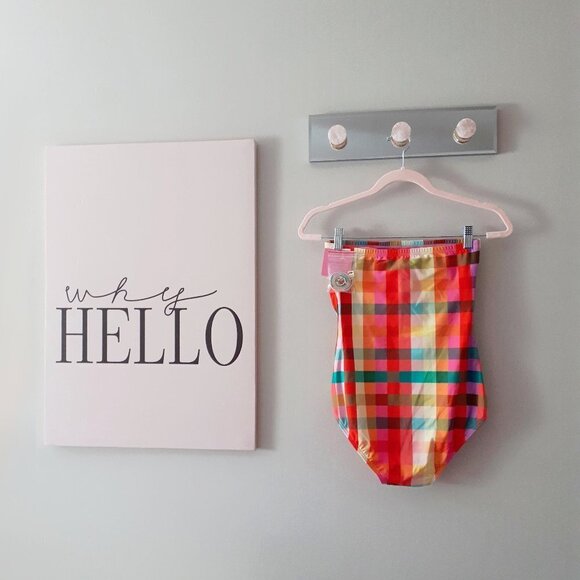 NWT Kate Spade checkered plaid bandeau neckline / halter one piece swimsuit, S - Picture 8 of 8